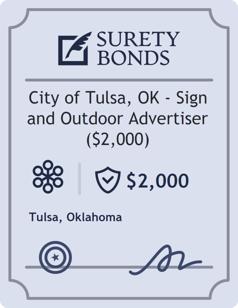 Surety bond badge for City of Tulsa, OK - Sign and Outdoor Advertiser ($2,000)