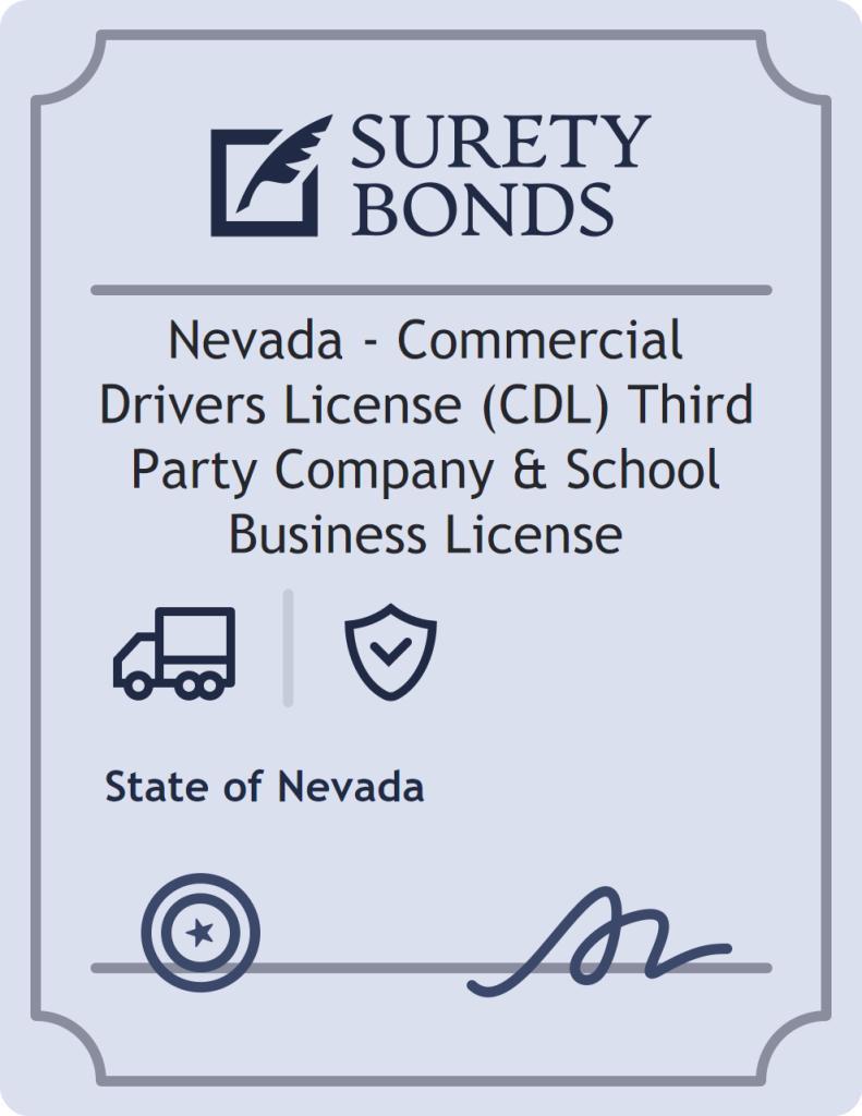 Surety bond badge for Nevada - Commercial Drivers License (CDL) Third Party Company & School Business License