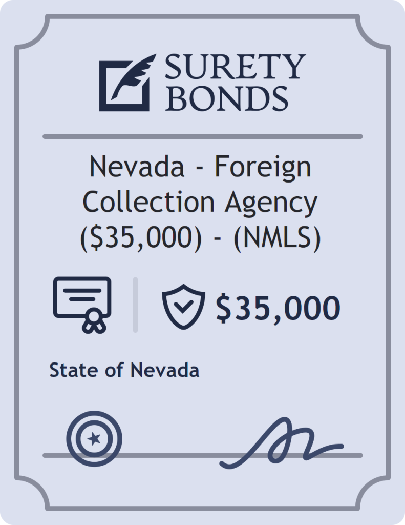 Surety bond badge for Nevada - Foreign Collection Agency ($35,000) - (NMLS)