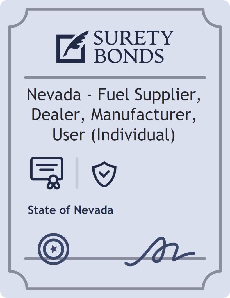 Surety bond badge for Nevada - Fuel Supplier, Dealer, Manufacturer, User (Individual)