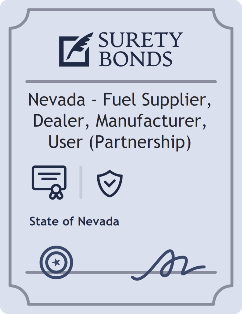 Surety bond badge for Nevada - Fuel Supplier, Dealer, Manufacturer, User (Partnership)