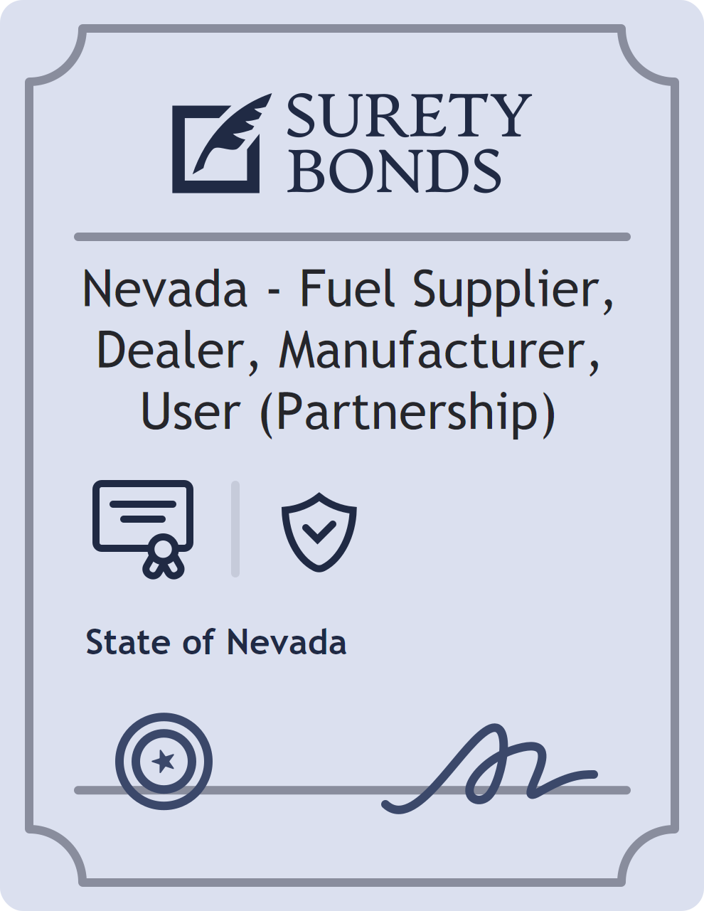 Surety bond badge for Nevada - Fuel Supplier, Dealer, Manufacturer, User (Partnership)