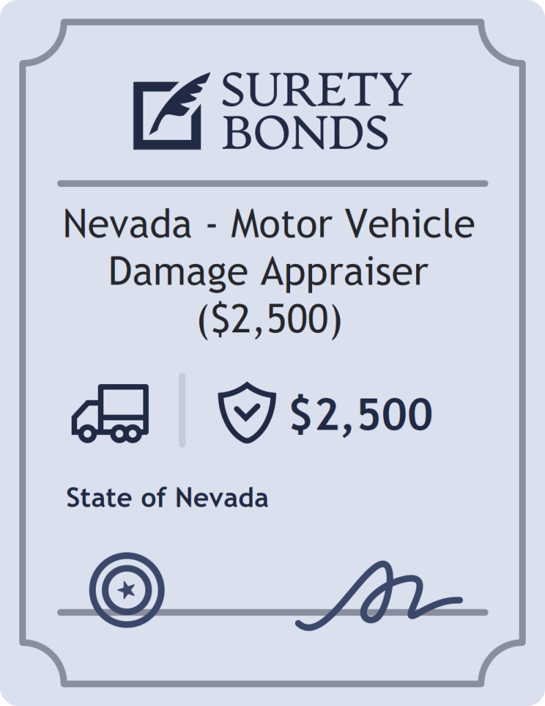 Surety bond badge for Nevada - Motor Vehicle Damage Appraiser ($2,500)