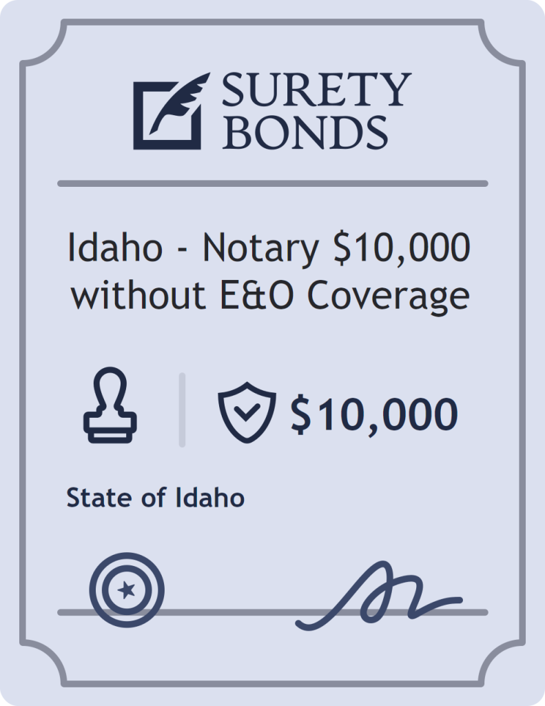 Surety bond badge for Idaho - Notary $10,000 without E&O Coverage