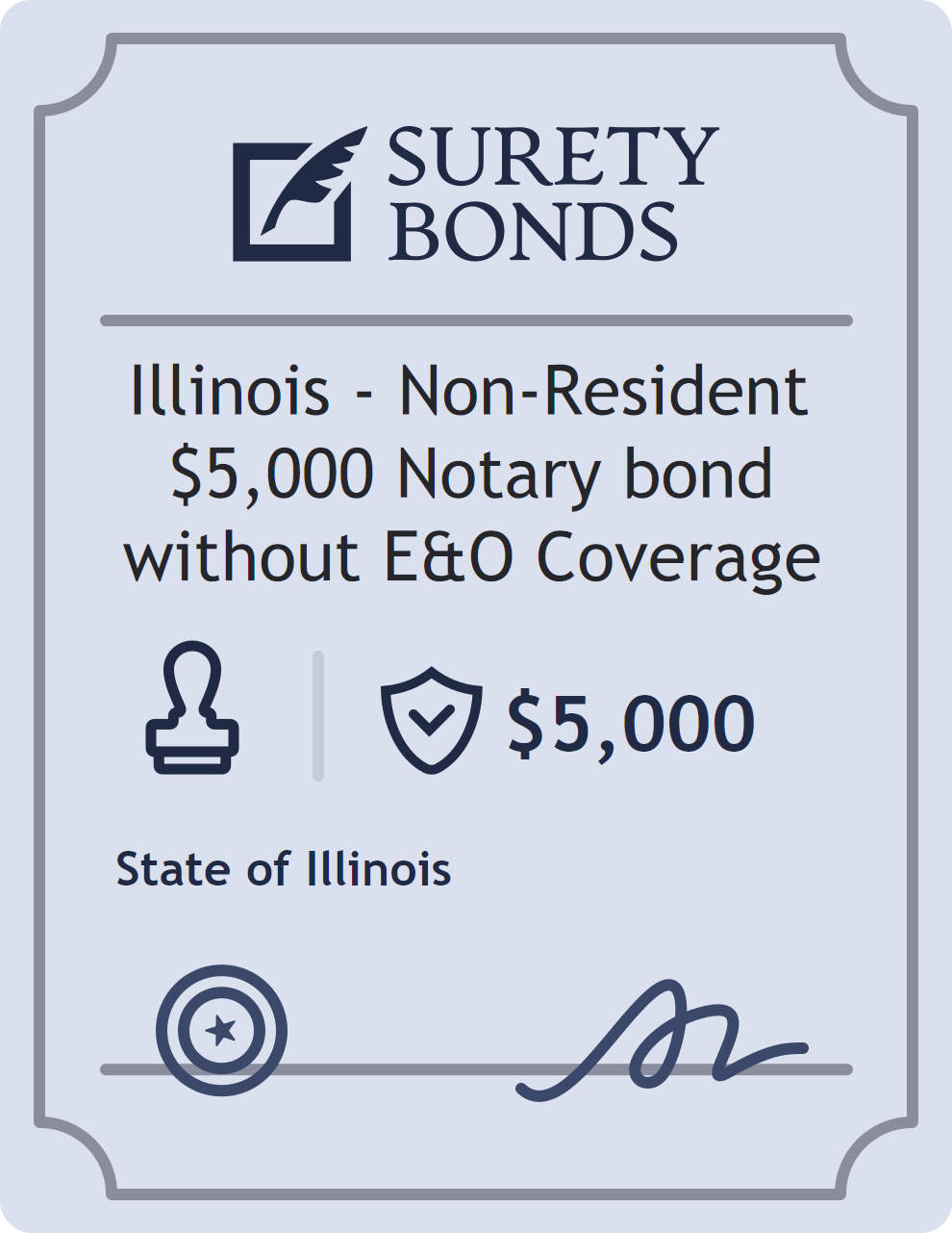 Surety bond badge for Illinois - Non-Resident $5,000 Notary bond without E&O Coverage