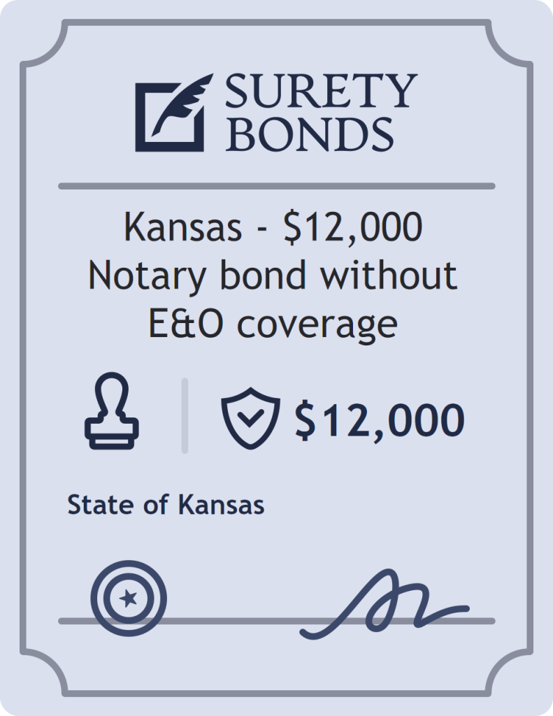 Surety bond badge for Kansas - $12,000 Notary bond without E&O coverage