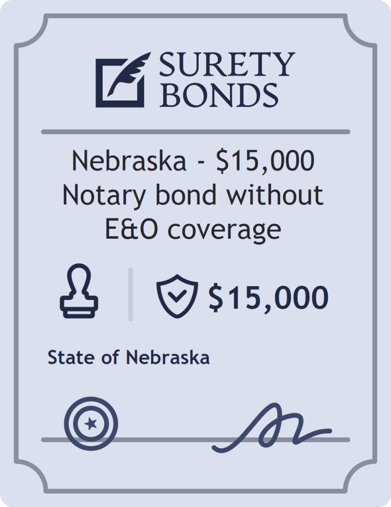 Surety bond badge for Nebraska - $15,000 Notary bond without E&O coverage