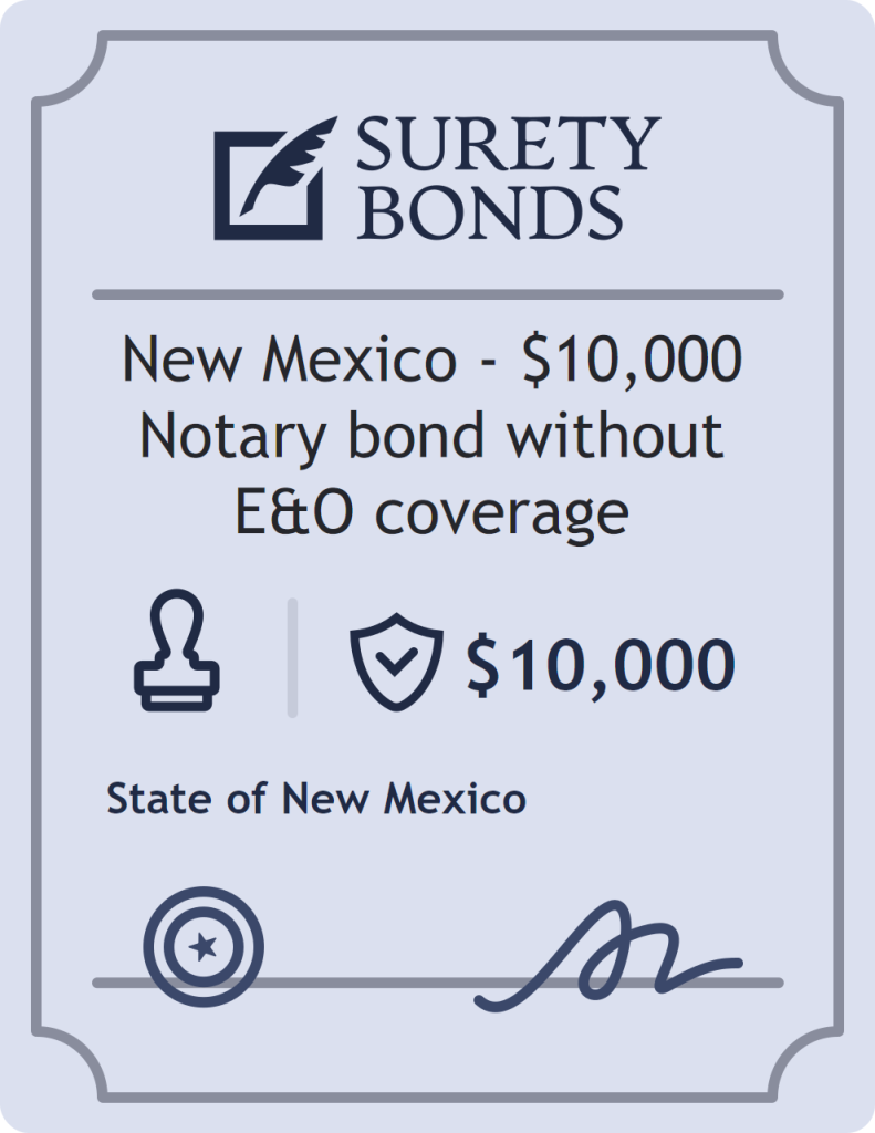 Surety bond badge for New Mexico - $10,000 Notary bond without E&O coverage
