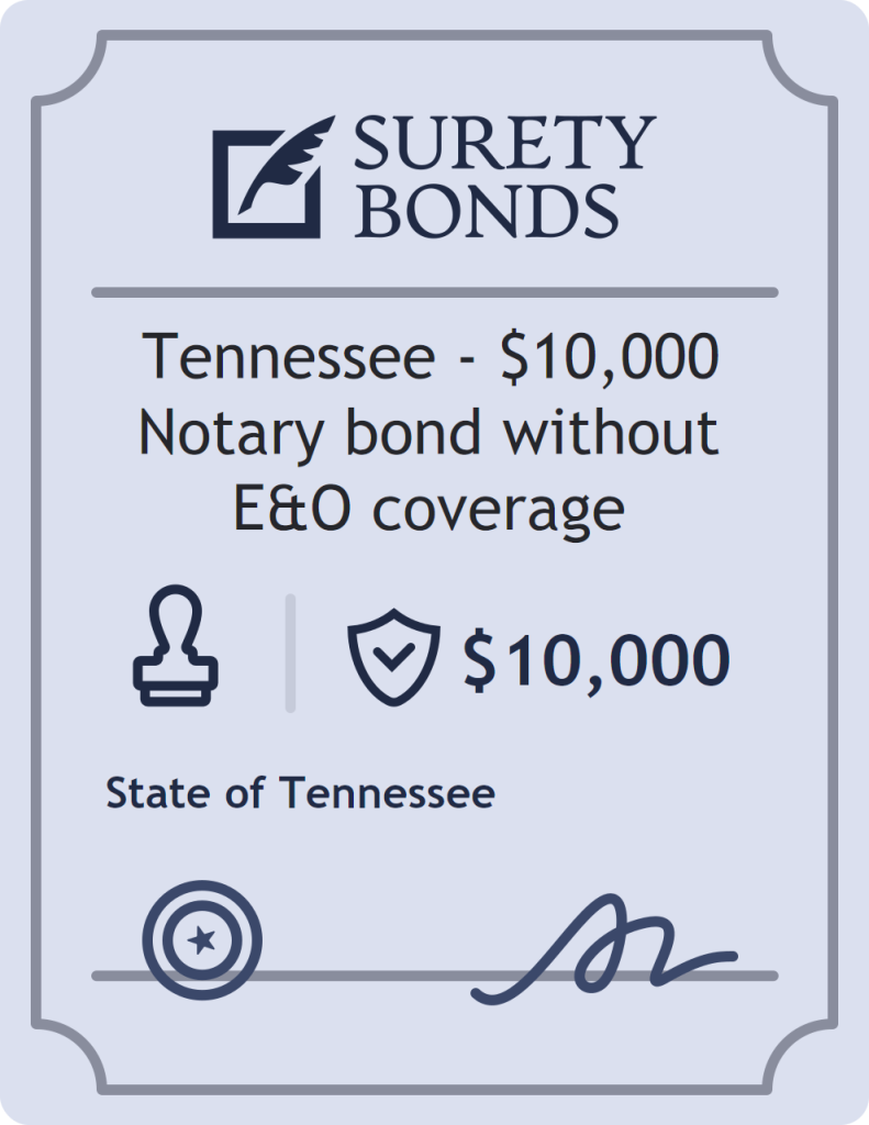 Surety bond badge for Tennessee - $10,000 Notary bond without E&O coverage