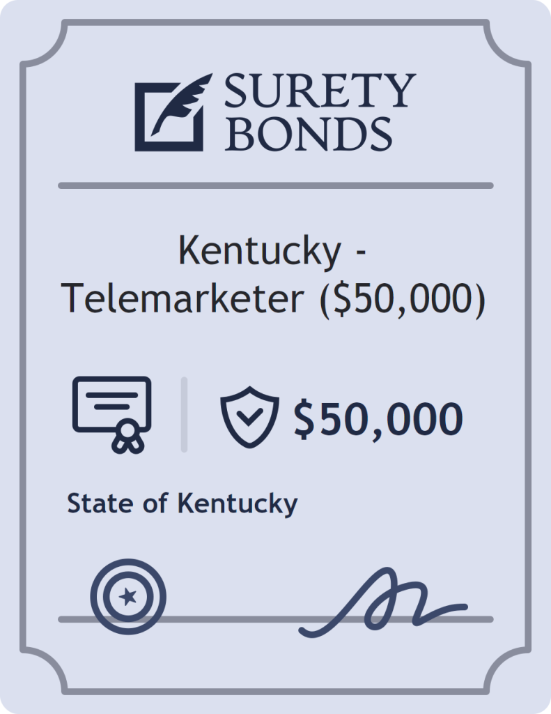 Surety bond badge for Kentucky - Telemarketer ($50,000)