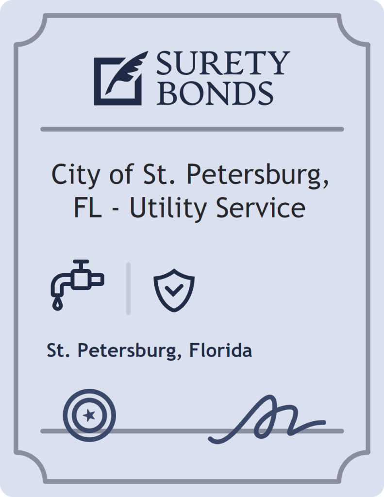 Surety bond badge for City of St. Petersburg, FL - Utility Service