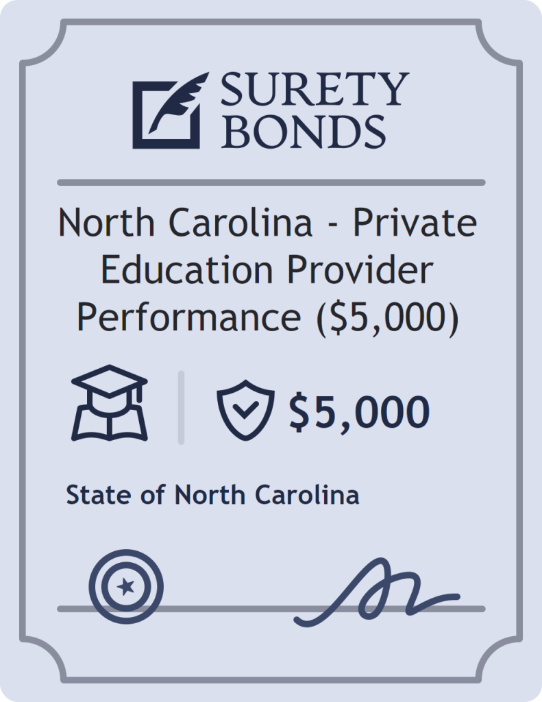 Surety bond badge for North Carolina - Private Education Provider Performance ($5,000)