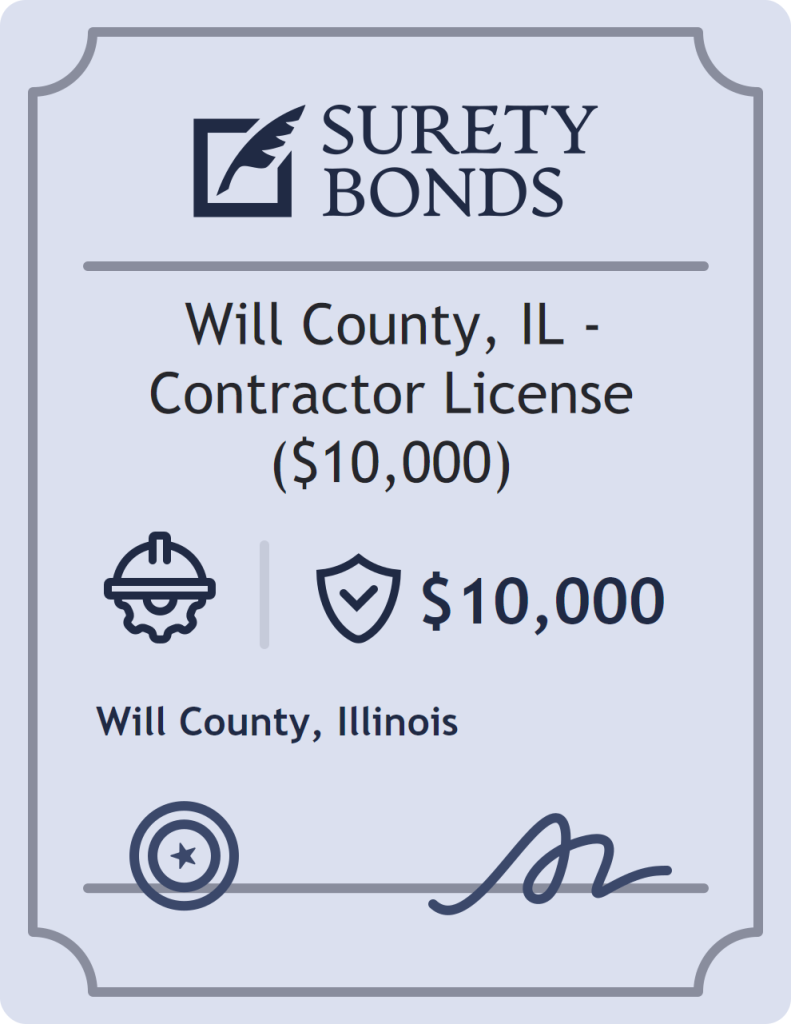 Surety bond badge for Will County, IL - Contractor License ($10,000)
