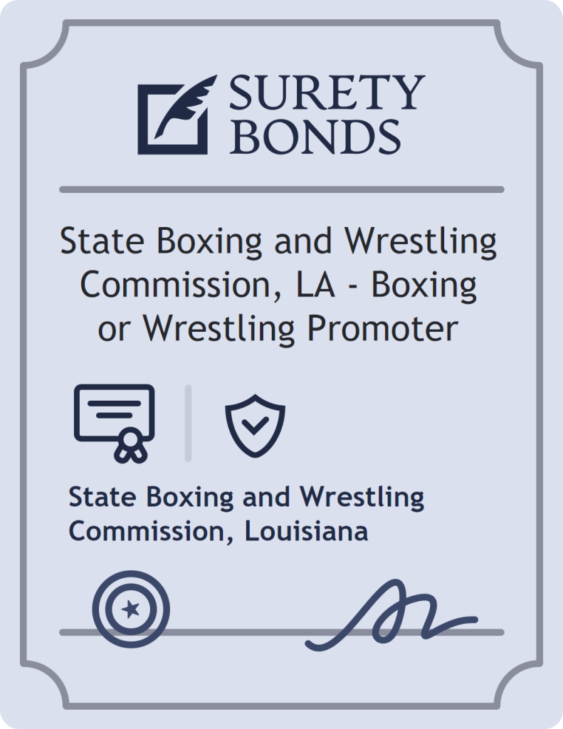 Surety bond badge for State Boxing and Wrestling Commission, LA - Boxing or Wrestling Promoter