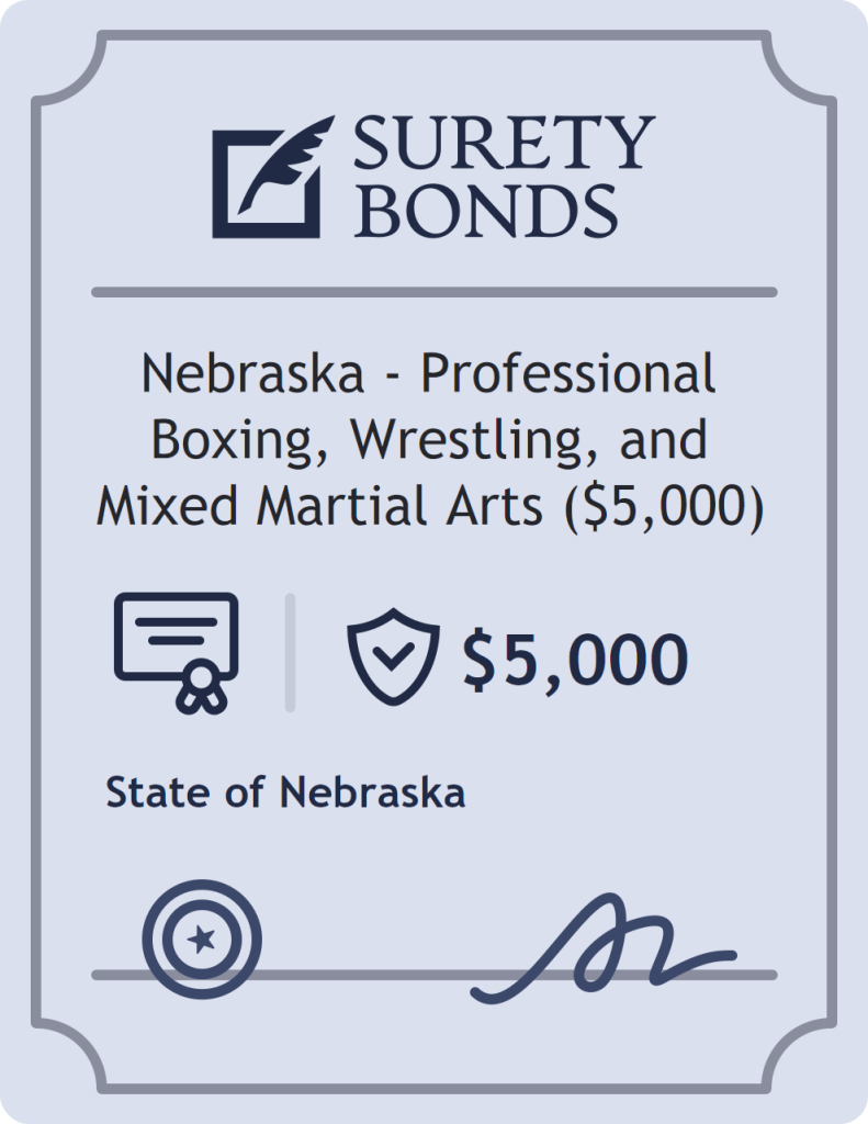 Surety bond badge for Nebraska - Professional Boxing, Wrestling, and Mixed Martial Arts ($5,000)