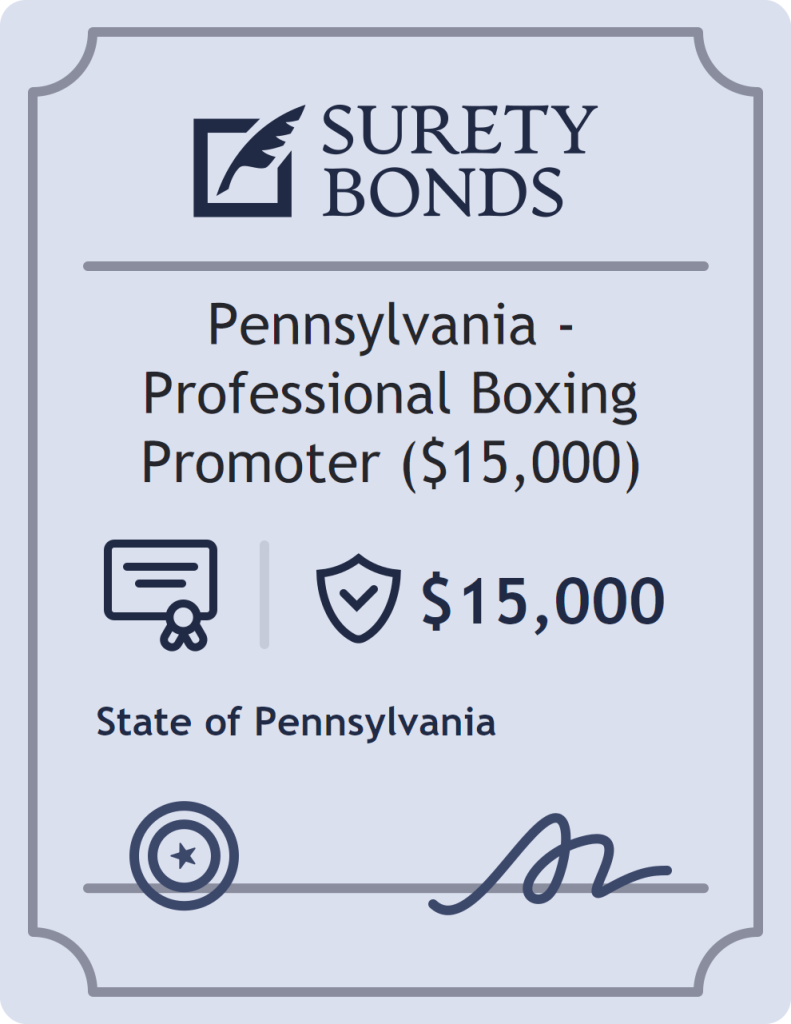 Surety bond badge for Pennsylvania - Professional Boxing Promoter ($15,000)