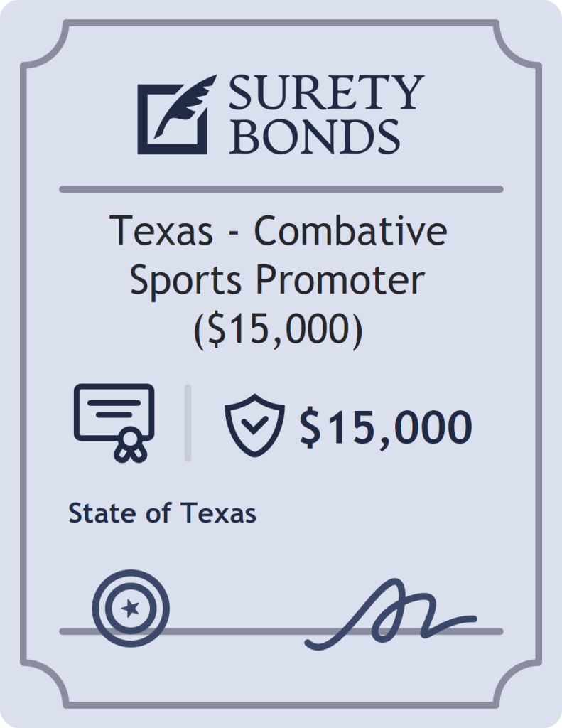 Surety bond badge for Texas - Combative Sports Promoter ($15,000)
