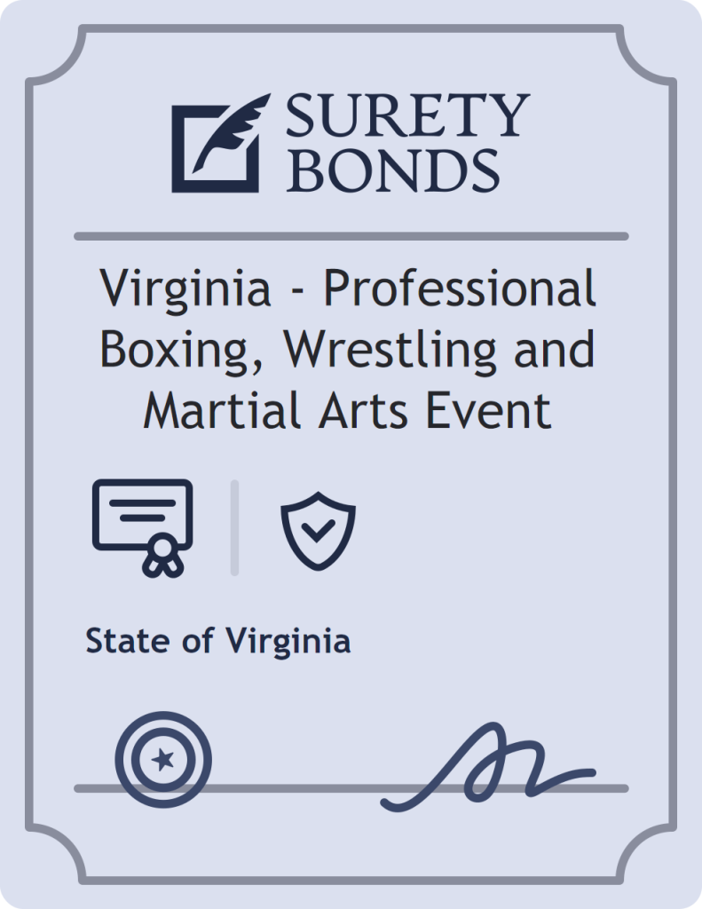 Surety bond badge for Virginia - Professional Boxing, Wrestling and Martial Arts Event