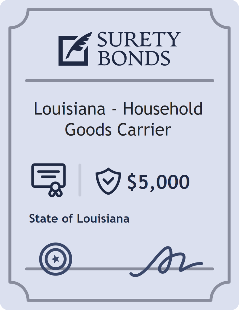Surety bond badge for Louisiana - Household Goods Carrier