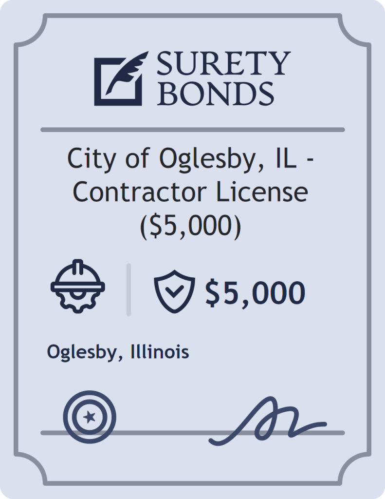 Surety bond badge for City of Oglesby, IL - Contractor License ($5,000)