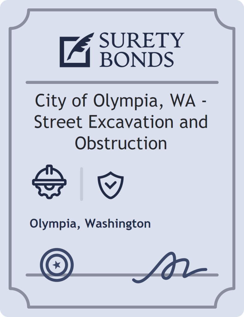 Surety bond badge for City of Olympia, WA - Street Excavation and Obstruction