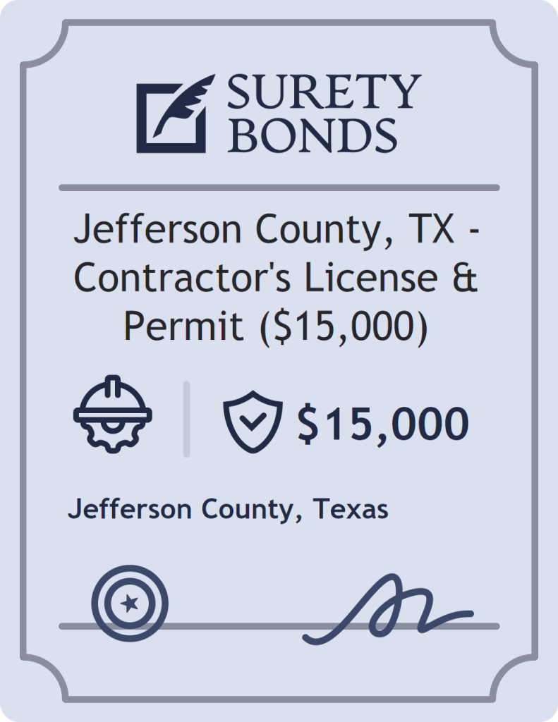 Surety bond badge for Jefferson County, TX - Contractor's License & Permit ($15,000)