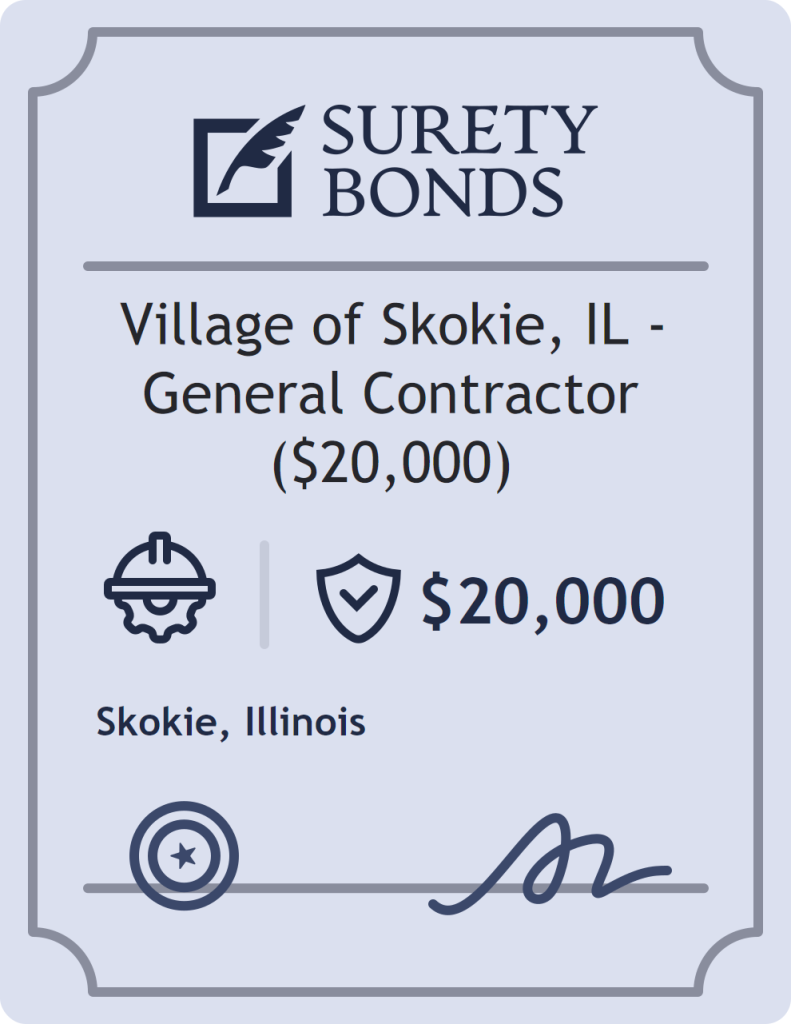 Surety bond badge for Village of Skokie, IL - General Contractor ($20,000)