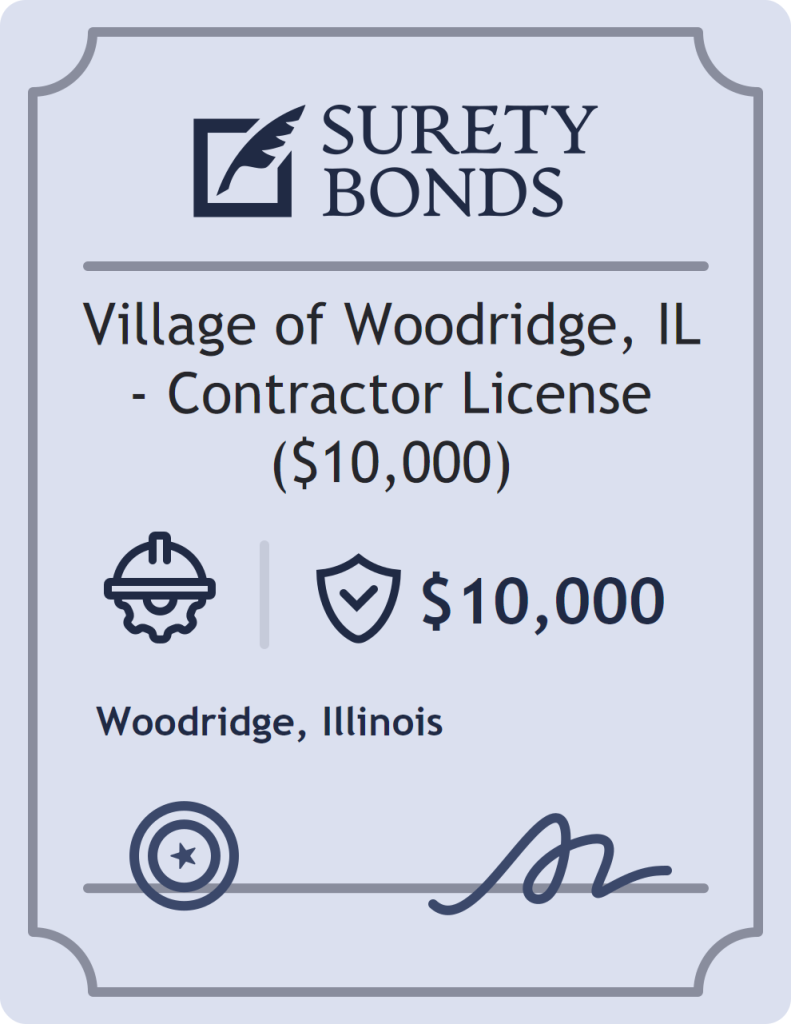 Surety bond badge for Village of Woodridge, IL - Contractor License ($10,000)
