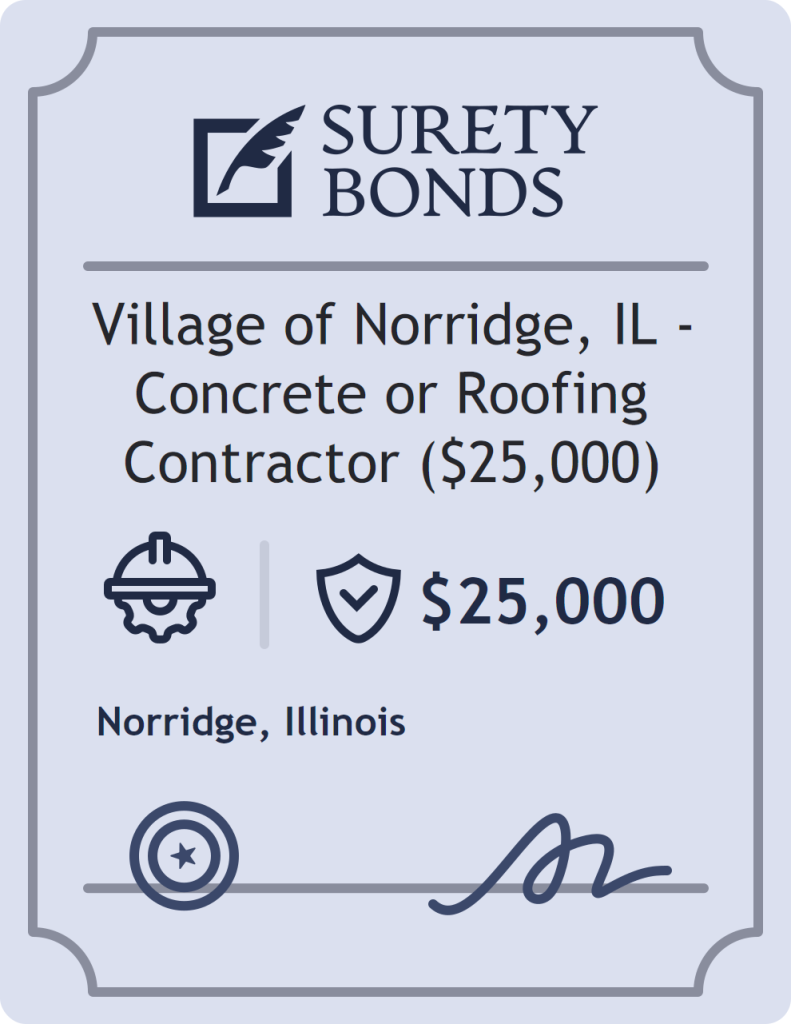 Surety bond badge for Village of Norridge, IL - Concrete or Roofing Contractor ($25,000)