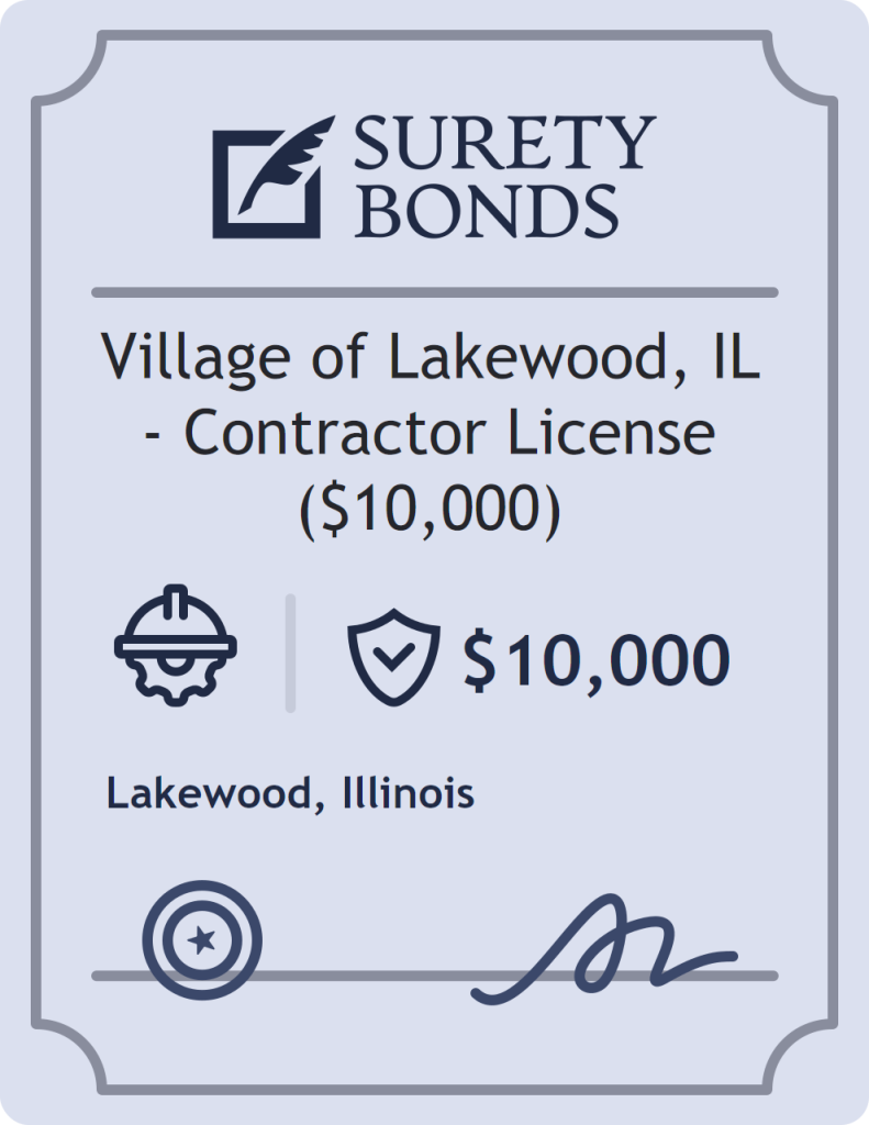 Surety bond badge for Village of Lakewood, IL - Contractor License ($10,000)