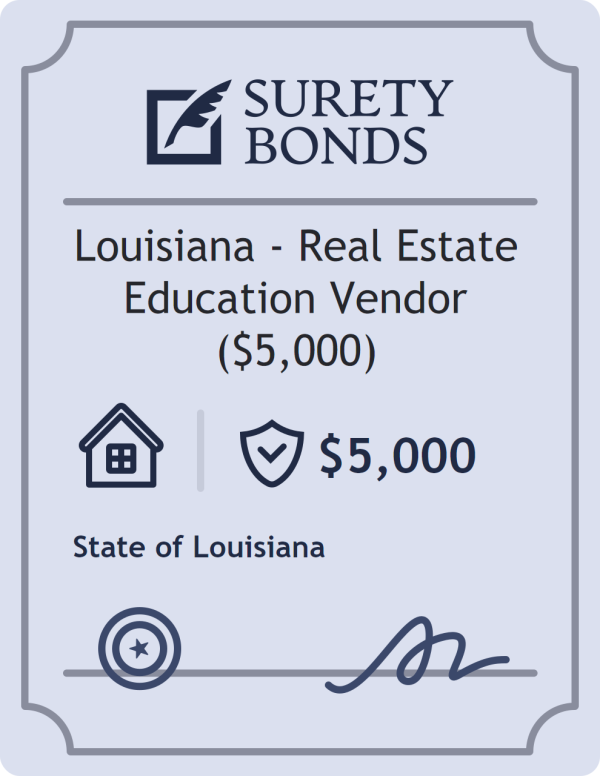 Surety bond badge for Louisiana - Real Estate Education Vendor ($5,000)