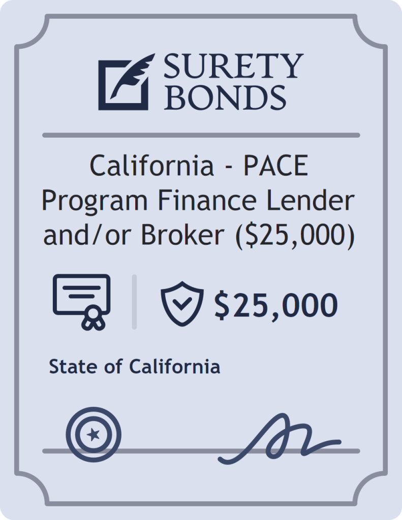 Surety bond badge for California - PACE Program Finance Lender and/or Broker ($25,000)