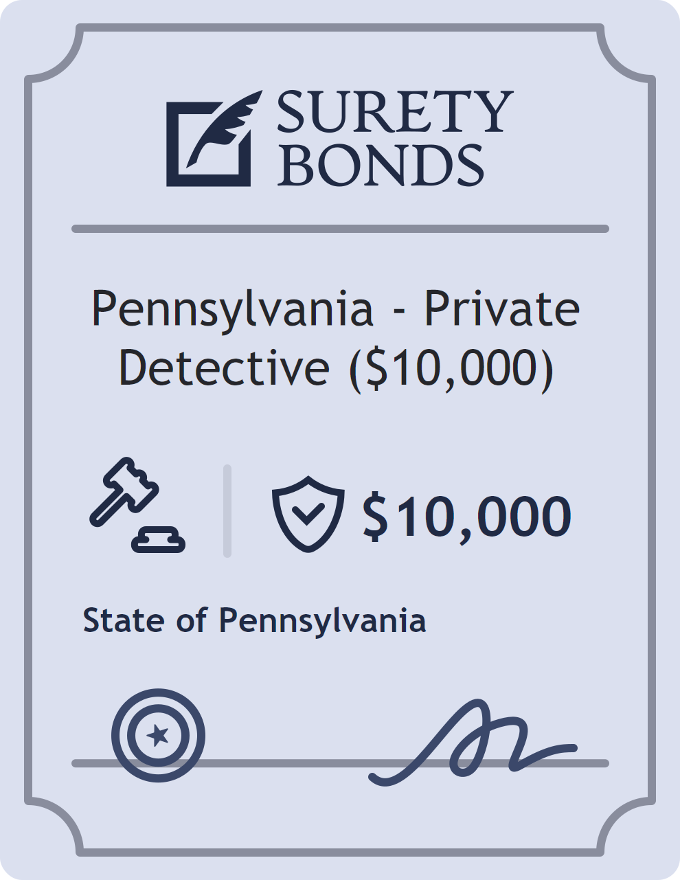 Surety bond badge for Pennsylvania - Private Detective ($10,000)