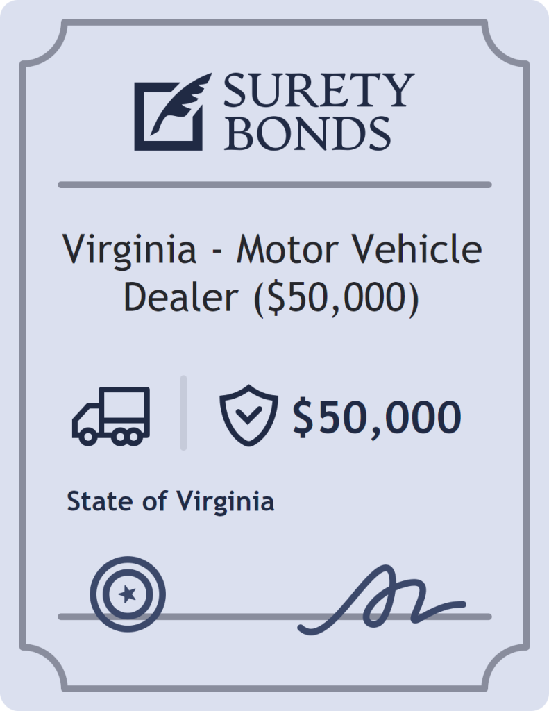 Surety bond badge for Virginia - Motor Vehicle Dealer ($50,000)