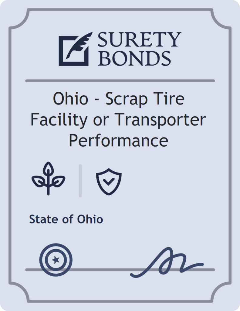 Surety bond badge for Ohio - Scrap Tire Facility or Transporter Performance