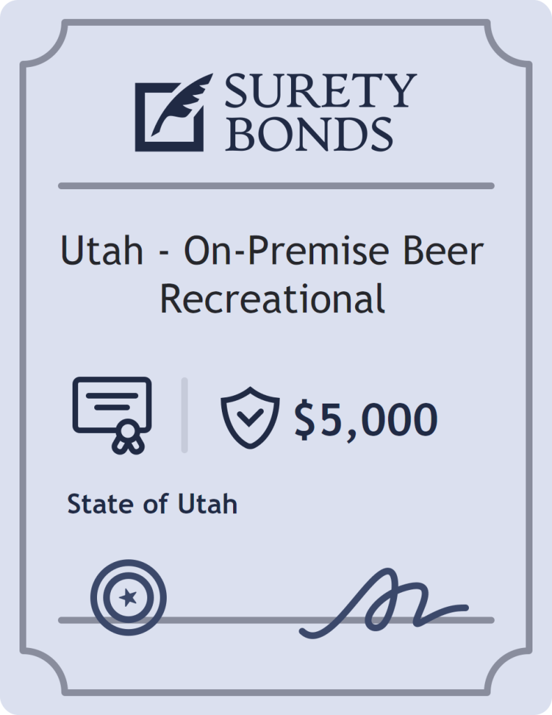 Surety bond badge for Utah - On-Premise Beer Recreational