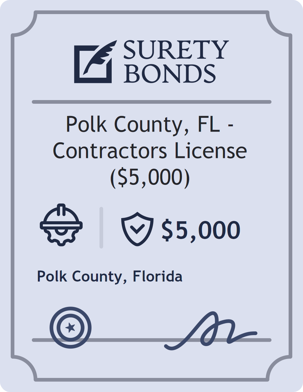 Surety bond badge for Polk County, FL - Contractors License ($5,000)