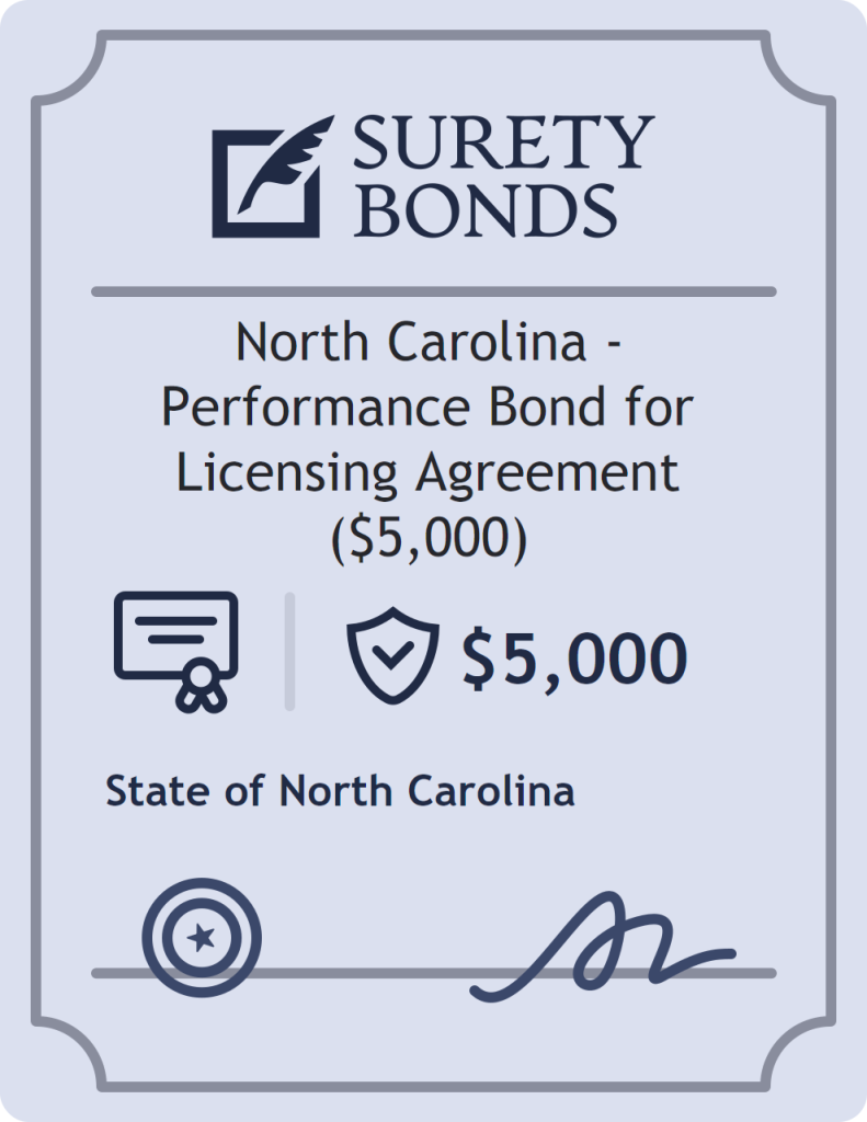 Surety bond badge for North Carolina - Performance Bond for Licensing Agreement ($5,000)