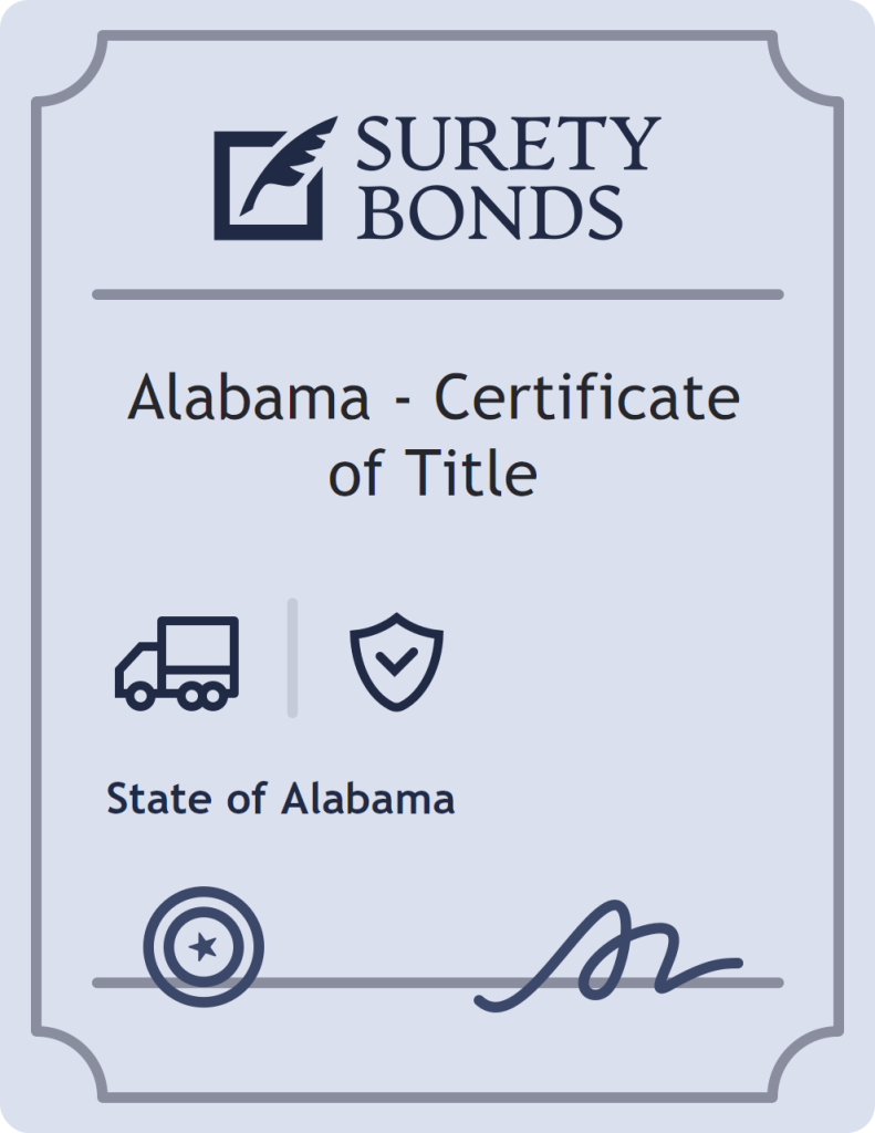 Surety bond badge for Alabama - Certificate of Title