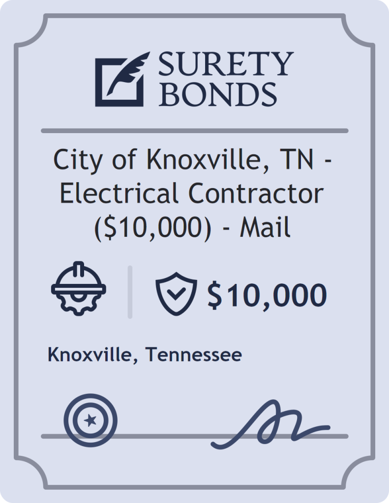 Surety bond badge for City of Knoxville, TN - Electrical Contractor ($10,000) - Mail