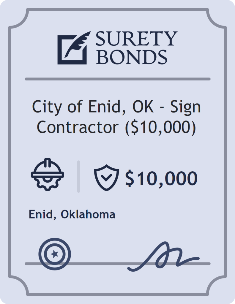 Surety bond badge for City of Enid, OK - Sign Contractor ($10,000)
