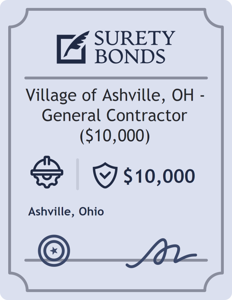 Surety bond badge for Village of Ashville, OH - General Contractor ($10,000)
