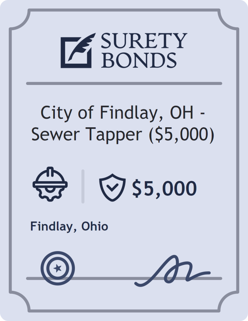 Surety bond badge for City of Findlay, OH - Sewer Tapper ($5,000)