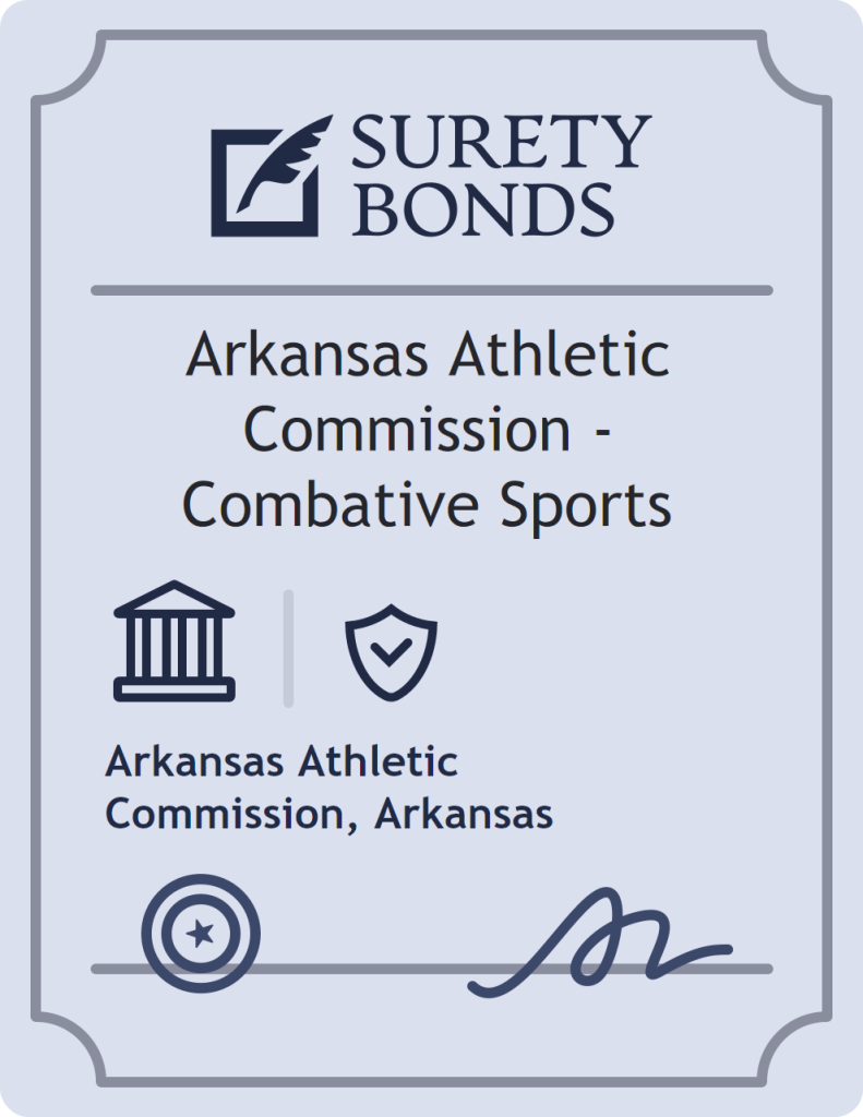 Surety bond badge for Arkansas Athletic Commission - Combative Sports