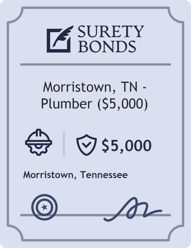 Surety bond badge for Morristown, TN - Plumber ($5,000)