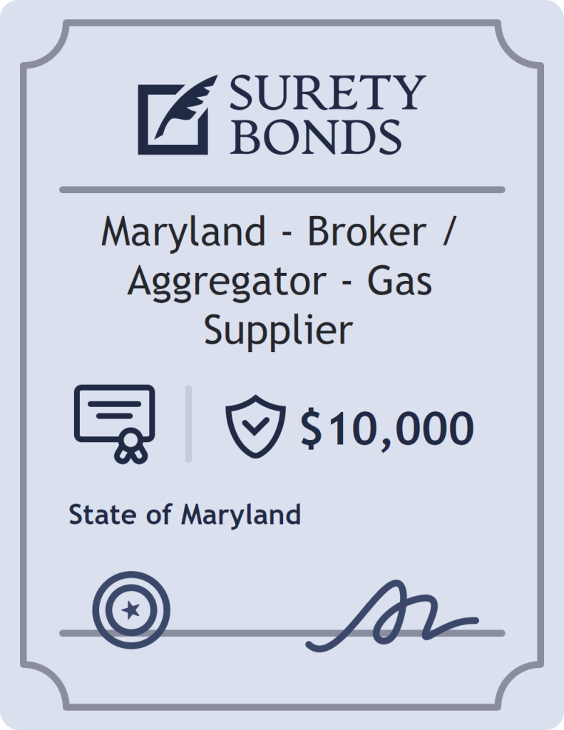 Surety bond badge for Maryland - Broker / Aggregator - Gas Supplier