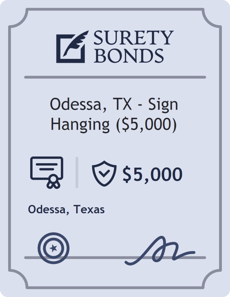 Surety bond badge for Odessa, TX - Sign Hanging ($5,000)
