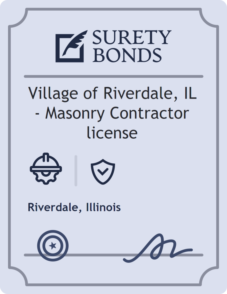 Surety bond badge for Village of Riverdale, IL - Masonry Contractor license