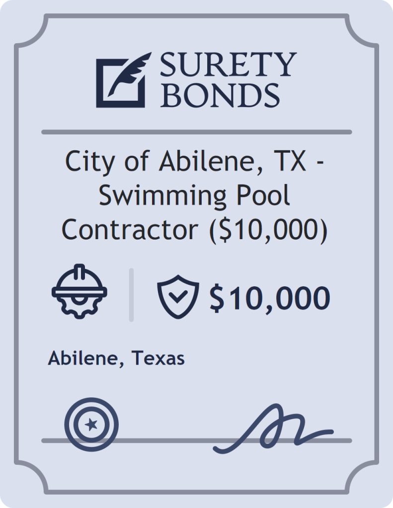 Surety bond badge for City of Abilene, TX - Swimming Pool Contractor ($10,000)