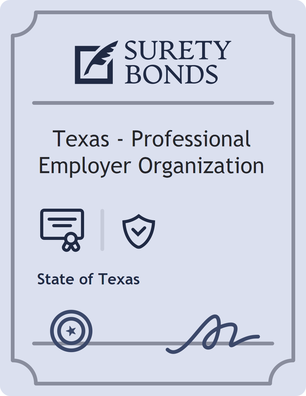 Surety bond badge for Texas - Professional Employer Organization